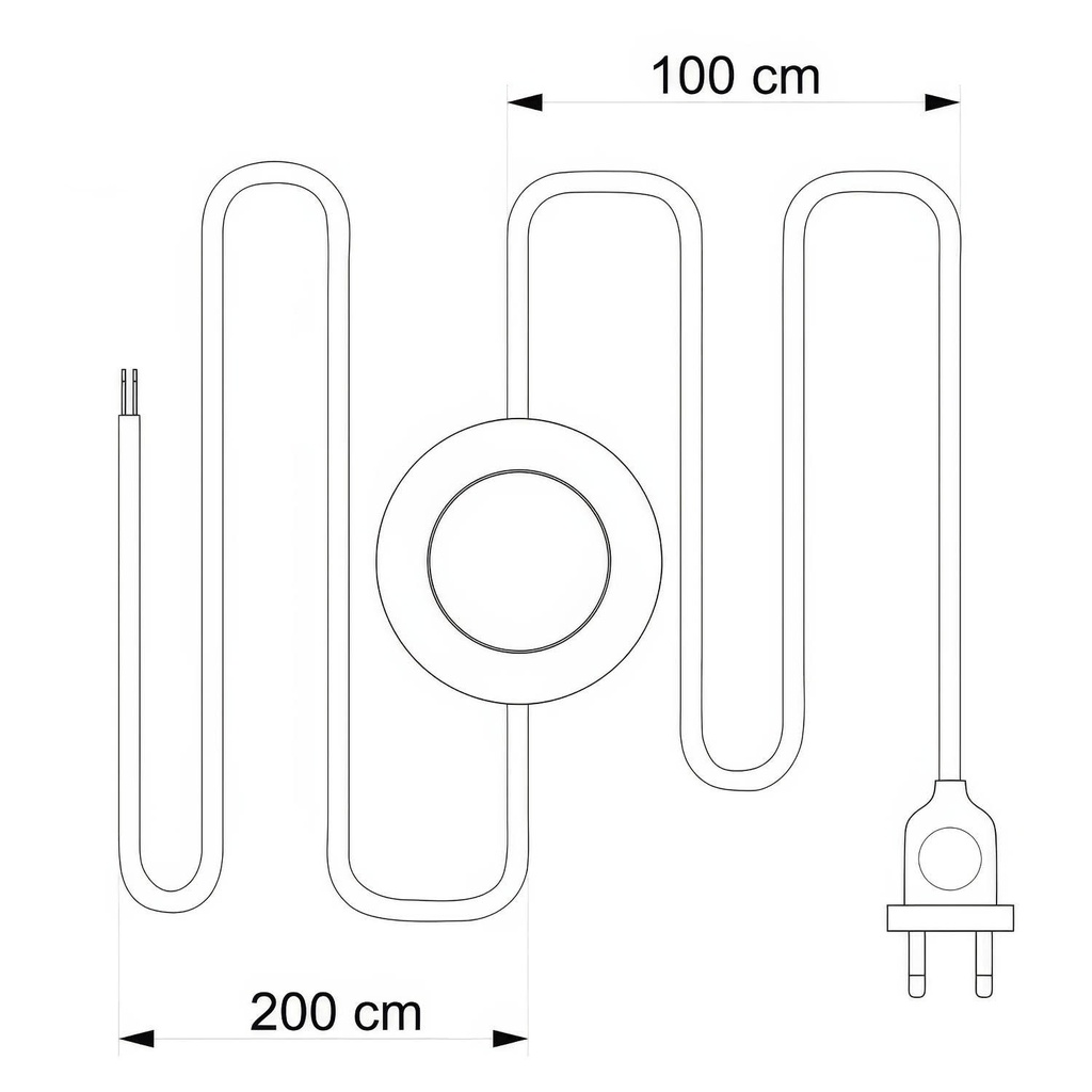 Cablaggio per lampada con cavo grigio tortora in cotone 3 m – Spina EU, Bianco – foto 3