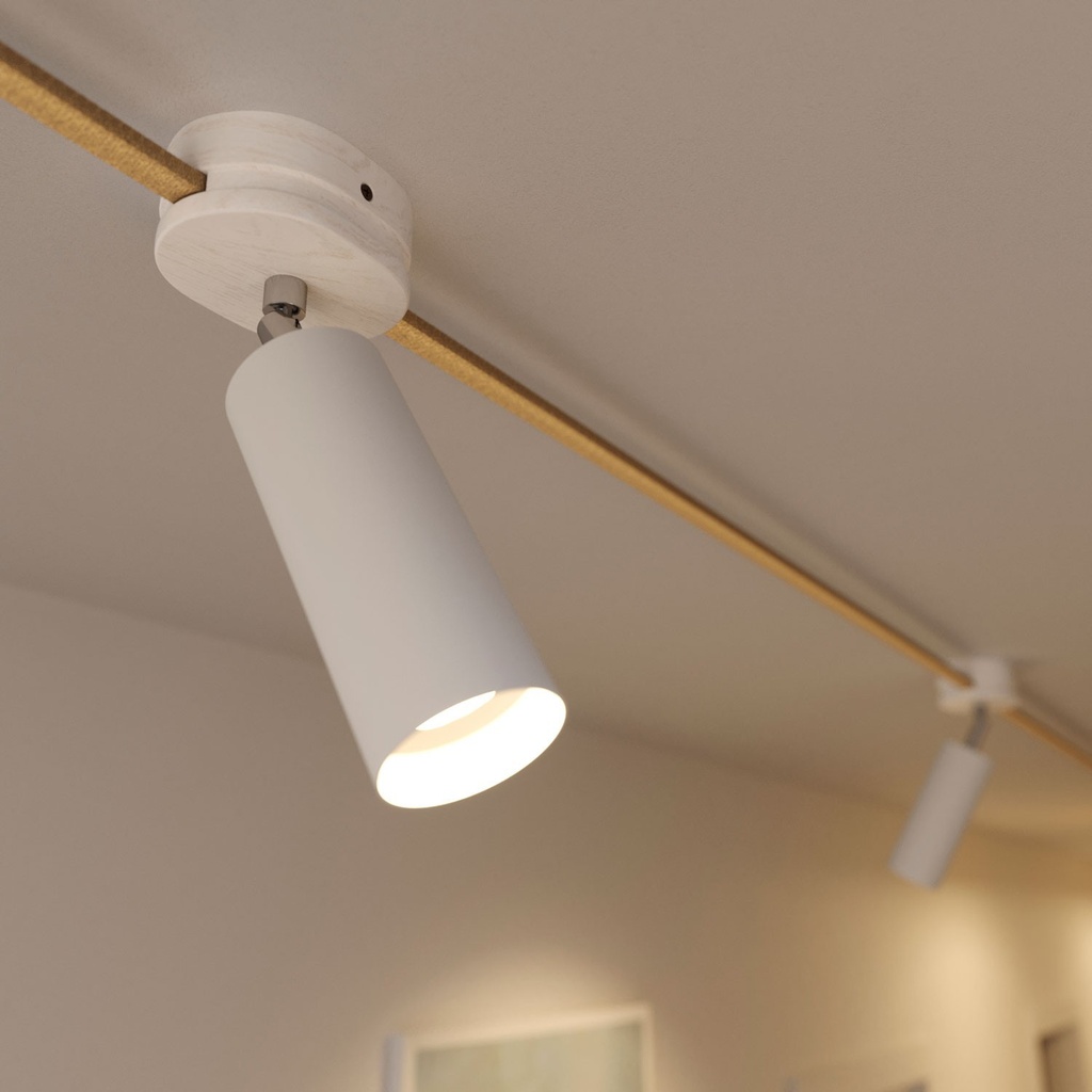 Fermaluce Filé faretto orientabile con paralume in metallo Tub-E14, lampada a parete o soffitto per sistema Filé – Senza lampadina, Bianco – foto 3
