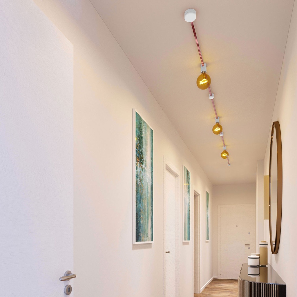 Sistema Filé Linear Kit, con cavo di 5m per catenaria e 7 componenti in legno verniciato bianco per interni – foto 6