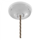 Lampada a sospensione con cavo tessile trecciato e finiture in porcellana bianca – Senza lampadina, Bianco TC43 – foto 2