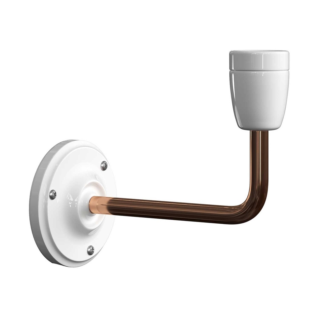 Fermaluce Classic, metal and porcelain wall light with bent extension – White / Copper – photo 3