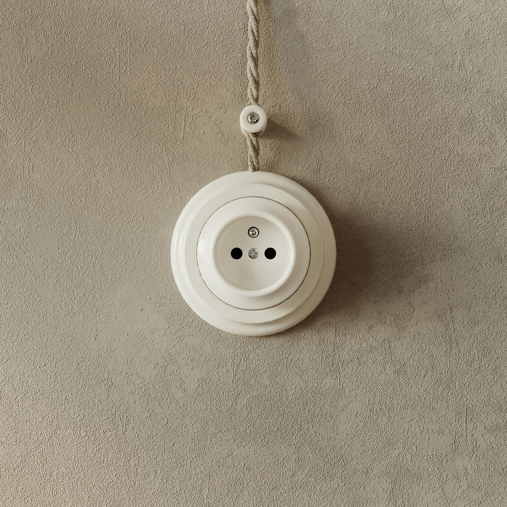 Kit prise murale française 10/16A bipolaire et socle en porcelaine – Blanc – photo 4