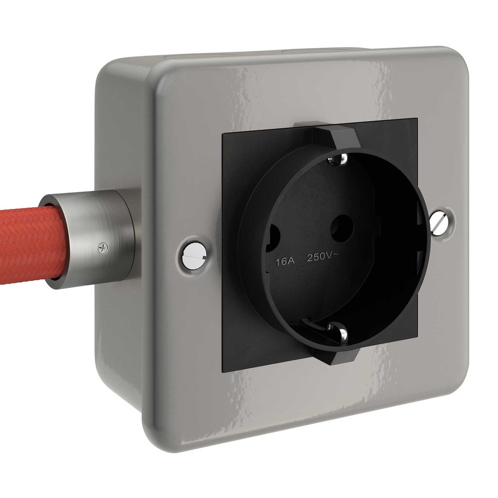 Scatola da parete in metallo con presa Schuko per Creative-T 1