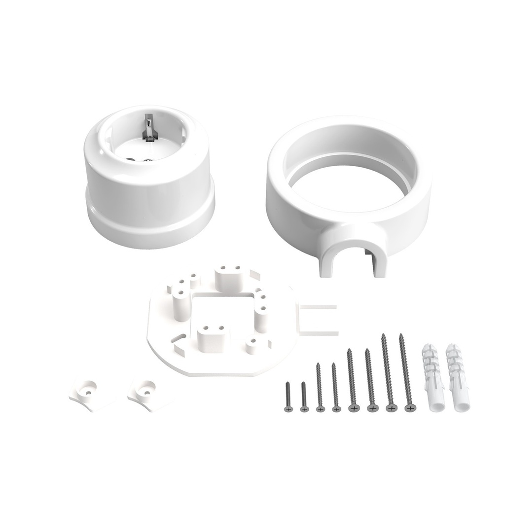 Schuko wall socket kit with porcelain base for Creative-Tubes – white, 1 outlet – photo 3
