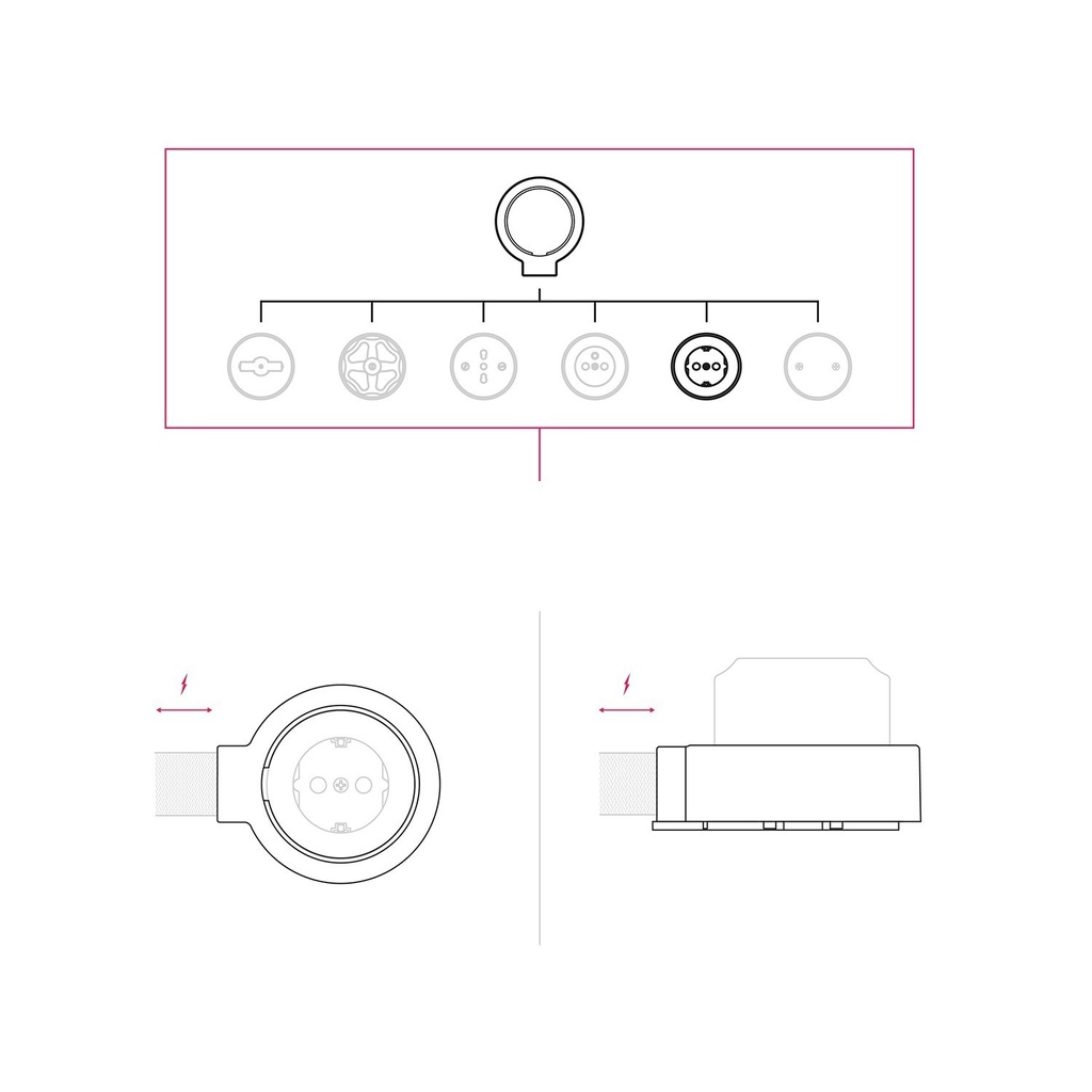 Schuko wall socket kit with porcelain base for Creative-Tubes – white, 1 outlet – photo 7