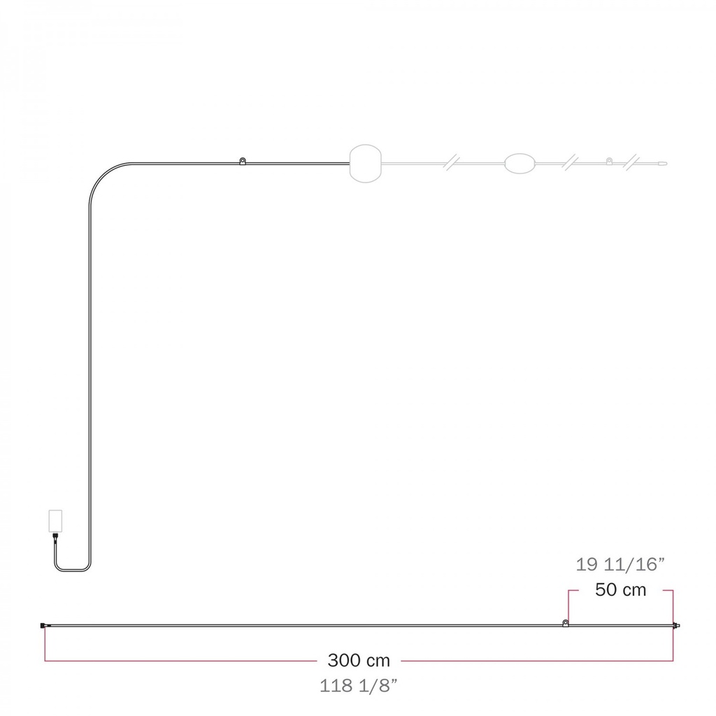 Cavo tessile di connessione alimentatore / paralume, Marina 1