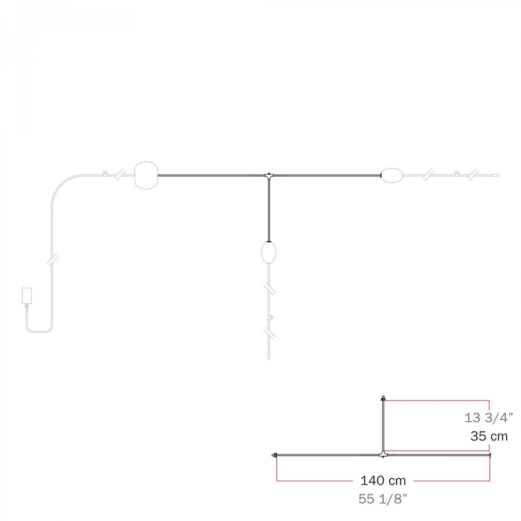 Cavo tessile di connessione a T tra paralumi, Marina – Bianco sabbia – foto 2