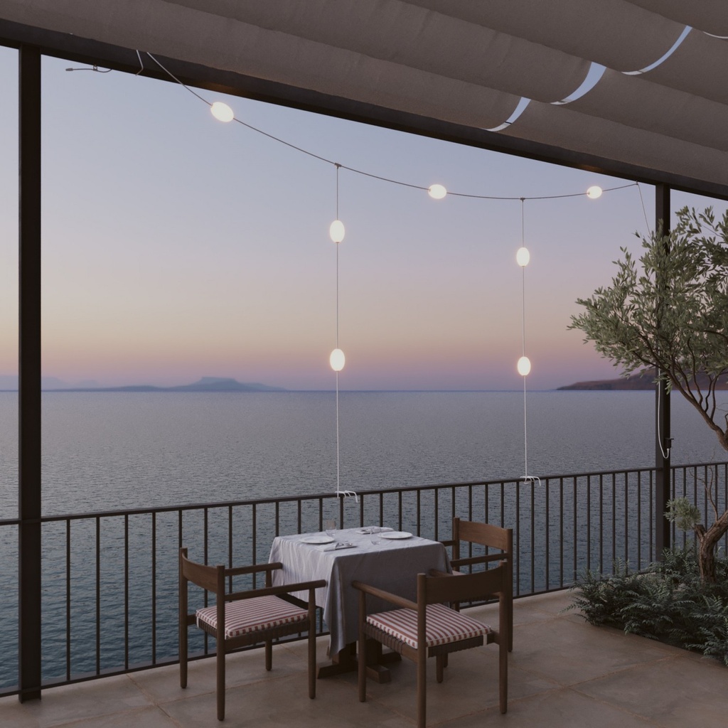 Cavo tessile di connessione a T tra paralumi, Marina – Bianco sabbia – foto 3