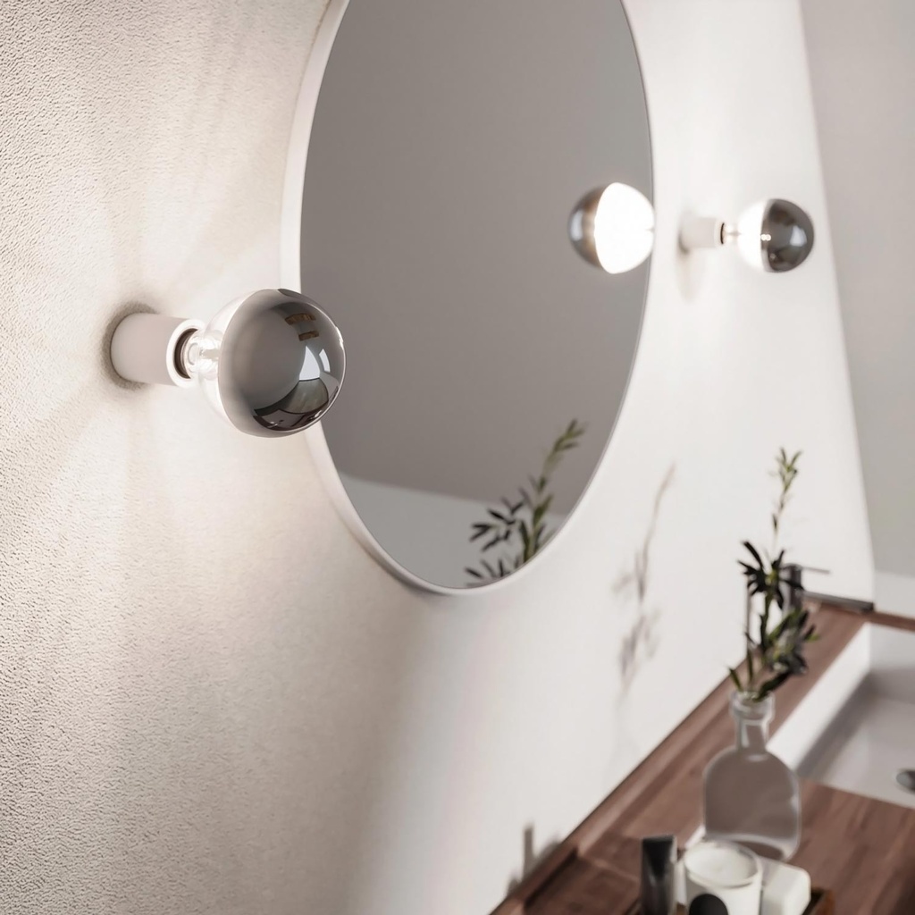 Applique avec ampoule apparente et demi-sphère argent - Étanche IP44 - IO – Blanc – photo 5