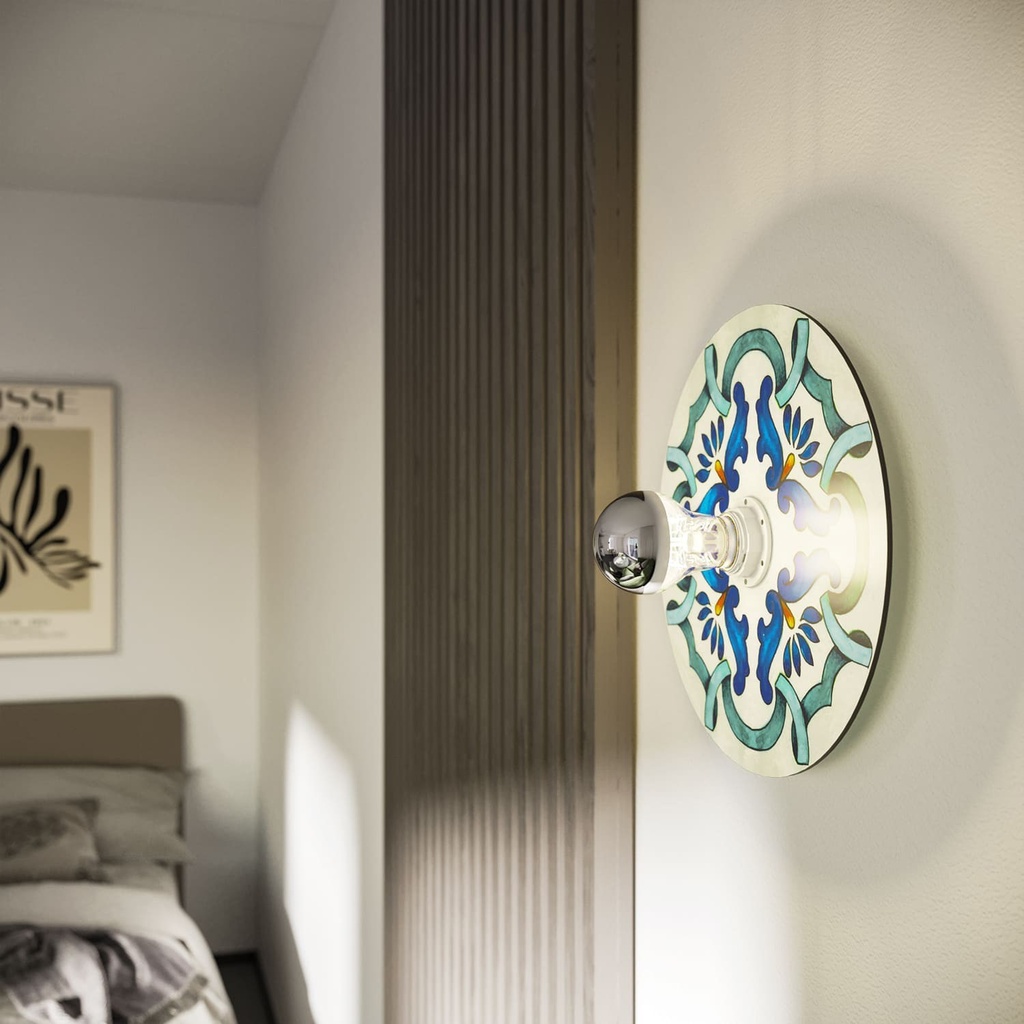 Lampe murale ou de plafond avec abat-jour effet majolique - étanche IP44 - IO – Blanc – photo 3