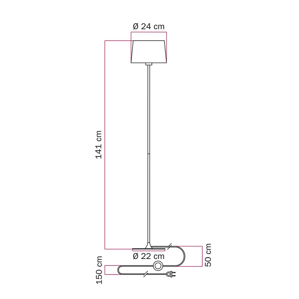 MAG-Y floor lamp with round metal base and Athena shade – Without bulb, Black, European (EU) – photo 6