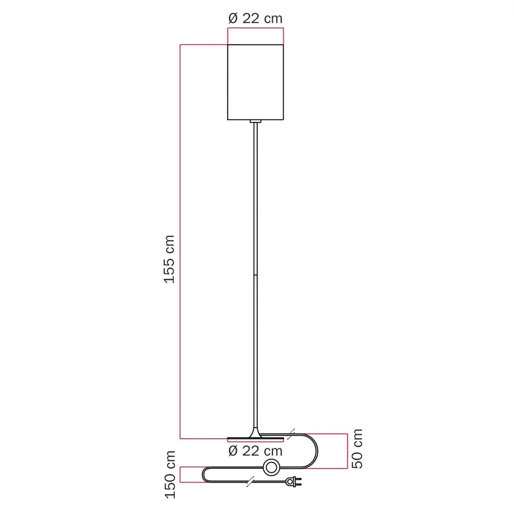 MAG-Y floor lamp with round metal base and Cilindro M shade – Without bulb, Black, EU plug – photo 6