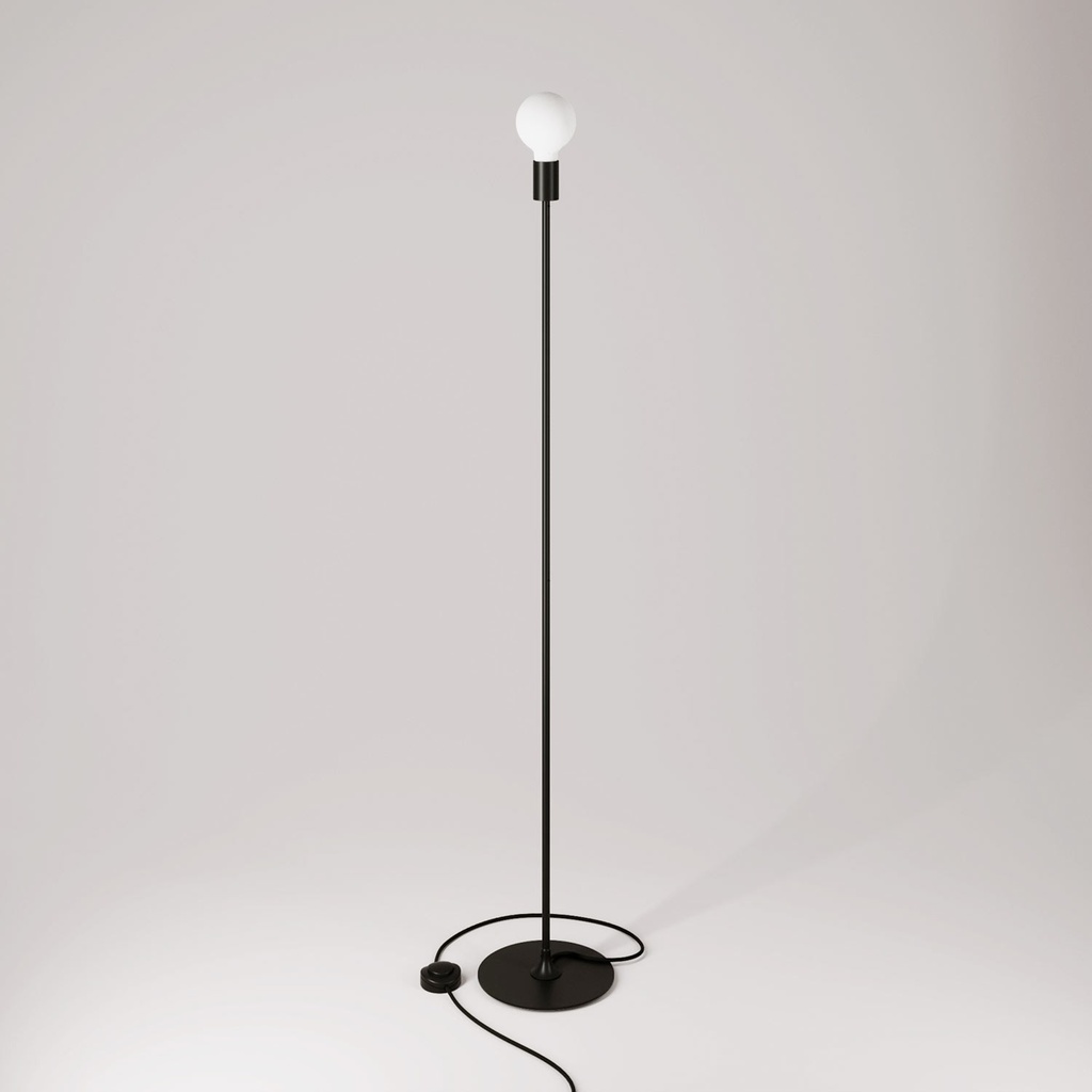 Lampada da terra MAG-Y con base metallica tonda – Senza lampadina, Nero, Spina EU – foto 3