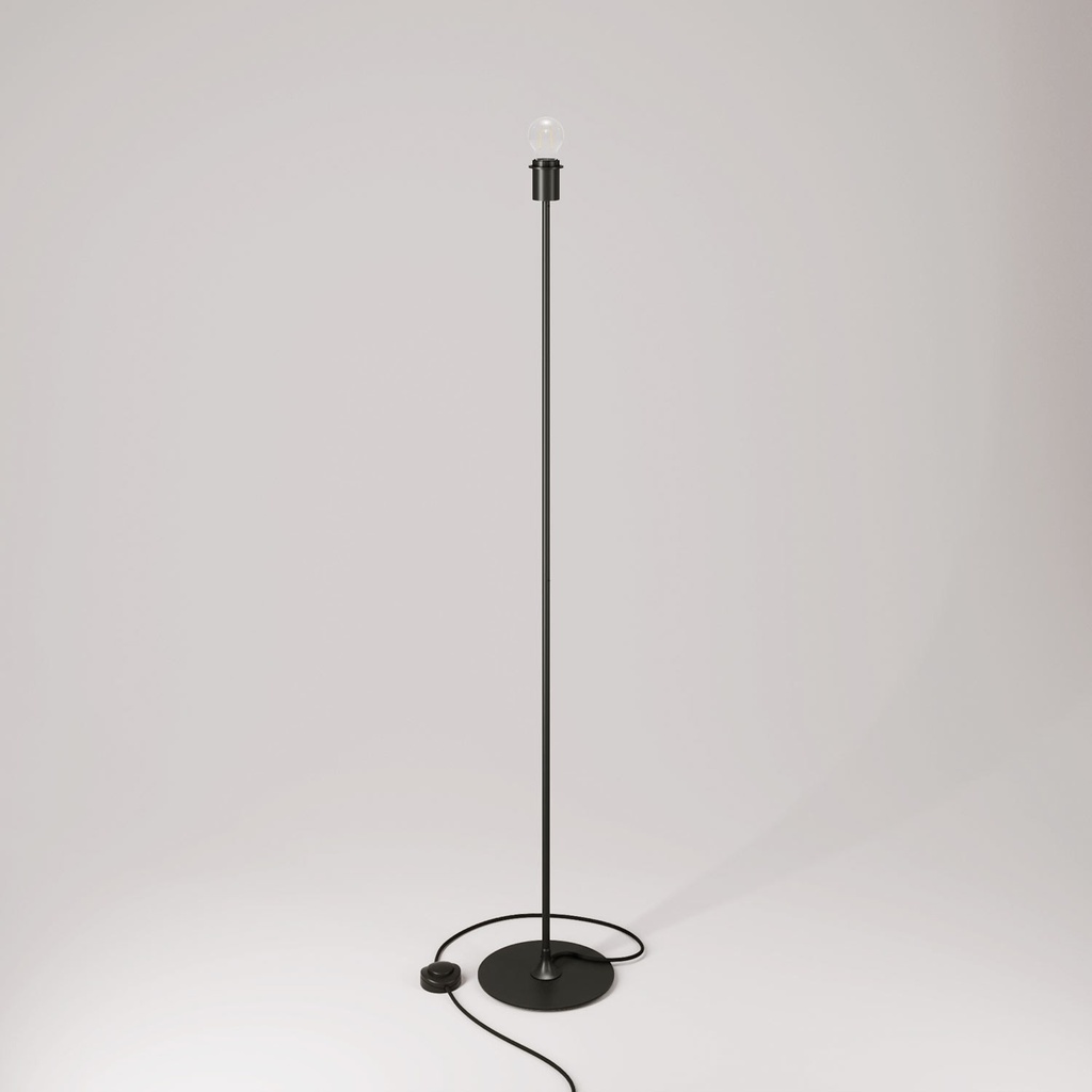 Lampada da terra MAG-Y con base metallica tonda con predisposizione per paralume – Senza lampadina, Nero, Spina EU – foto 3
