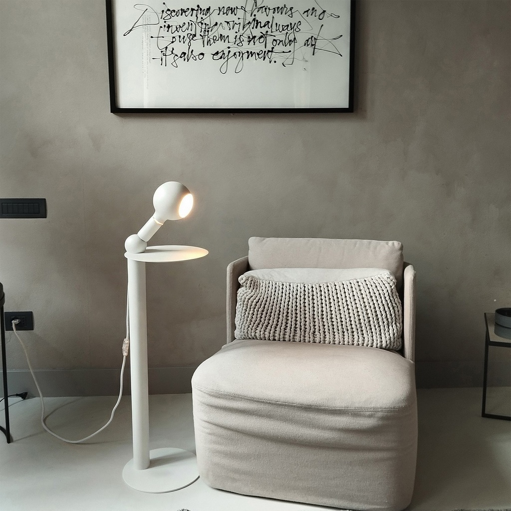 Rocco - Lampadaire avec ampoule Camo – Blanc, Fiche UE – photo 3