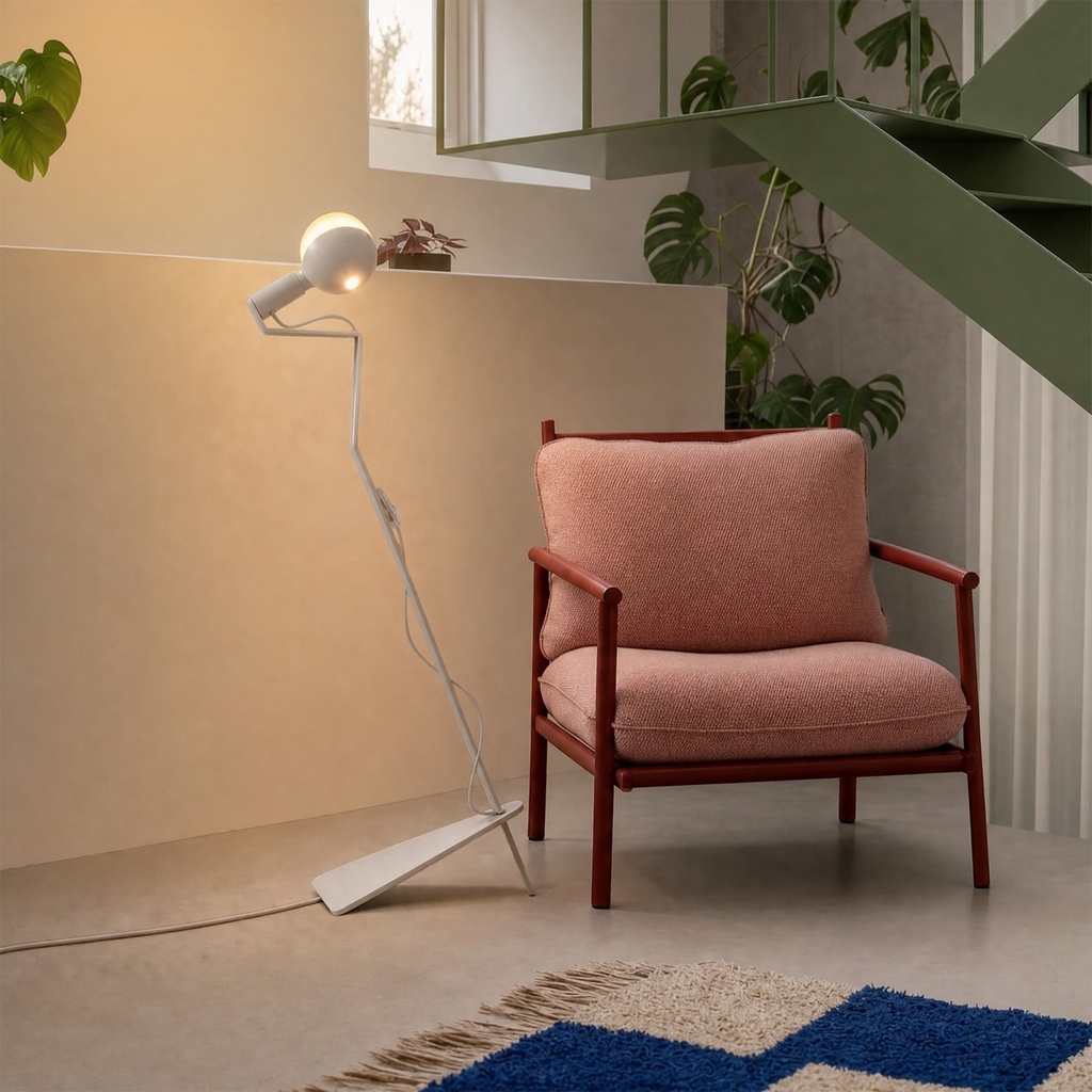 Lampadaire inclinable avec ampoule LED G125 peinte - Mario Talia – Blanc, UE – photo 2
