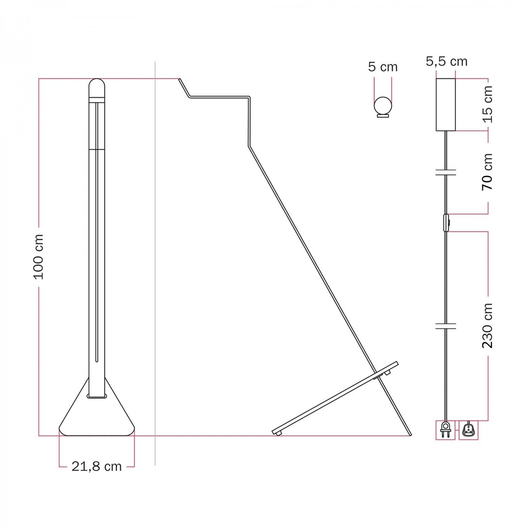 Lampadaire inclinable avec spot magnétique orientable - Mario Tubo – Blanc, Fiche UE – photo 4