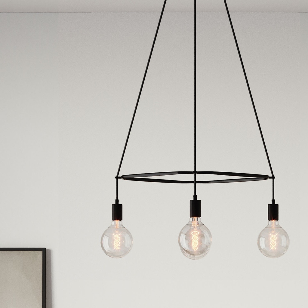 Lustre Cage à 4 suspensions Globo – Sans ampoule, Noir – photo 3