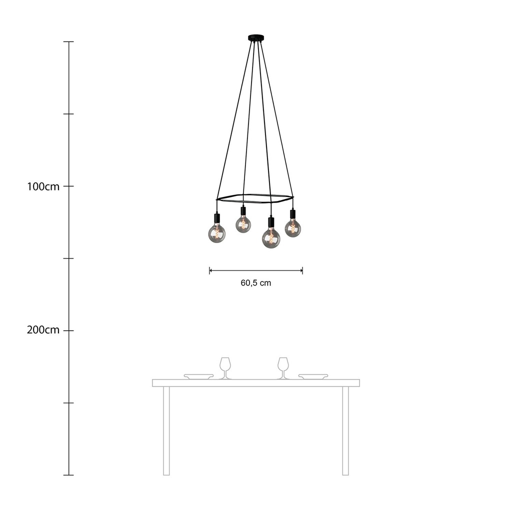 Lustre Cage à 4 suspensions Globo – Sans ampoule, Noir – photo 6