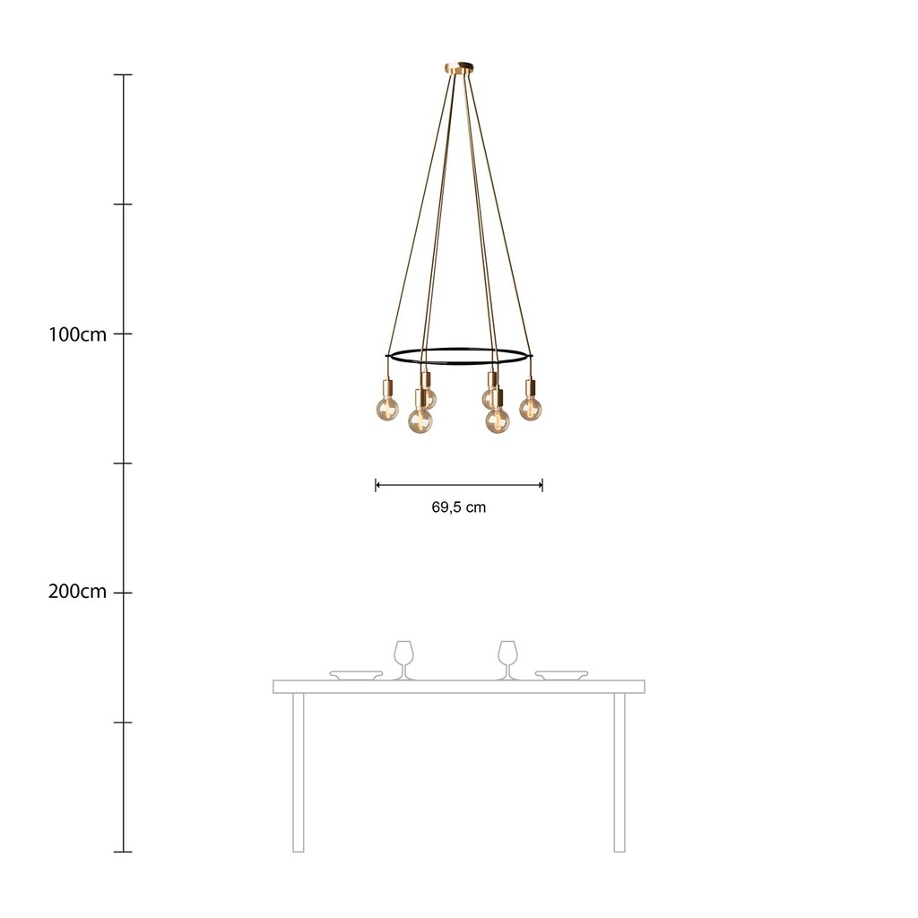 Lustre Cage à 6 suspensions Globo – Sans ampoule, Bronze satiné – photo 6