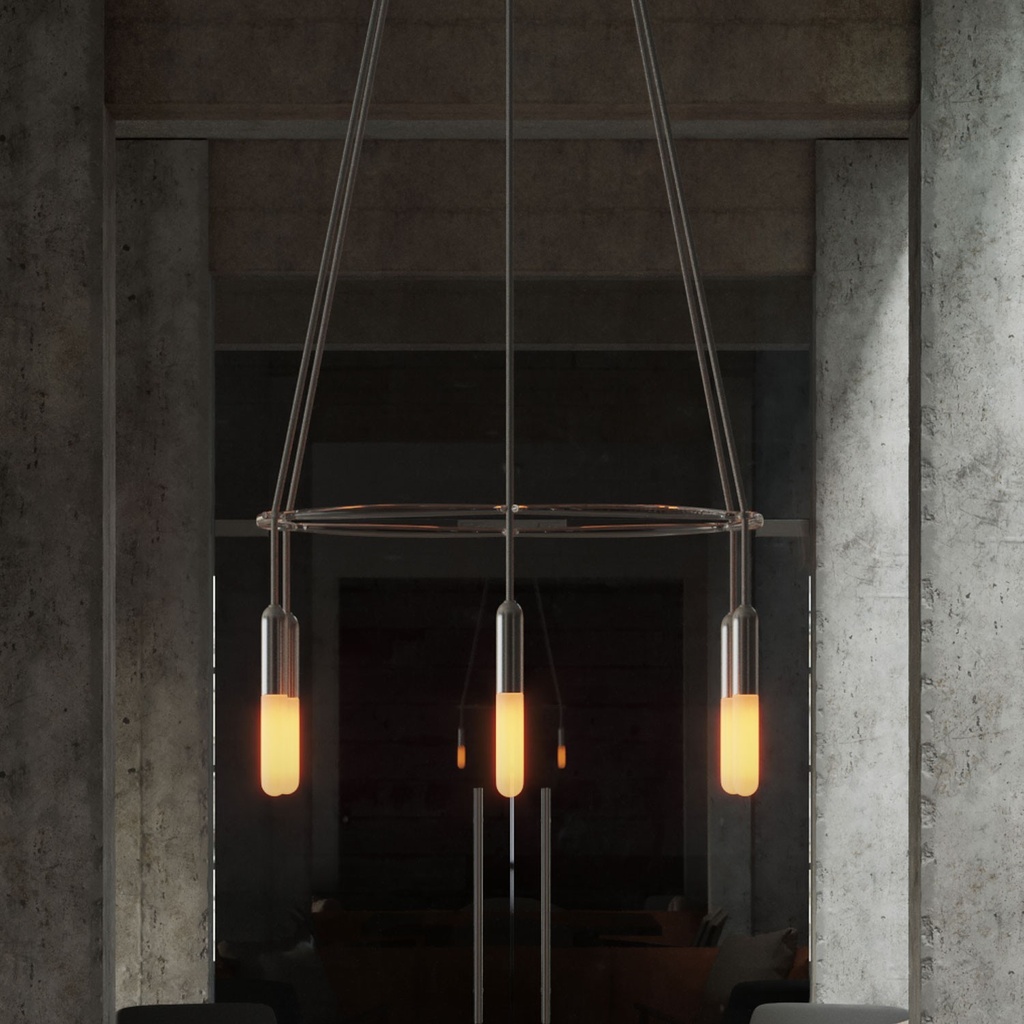 Kronleuchter Cage mit 6 Abhängungen P-Light – Ohne Leuchtmittel, Satintitan – Foto 3