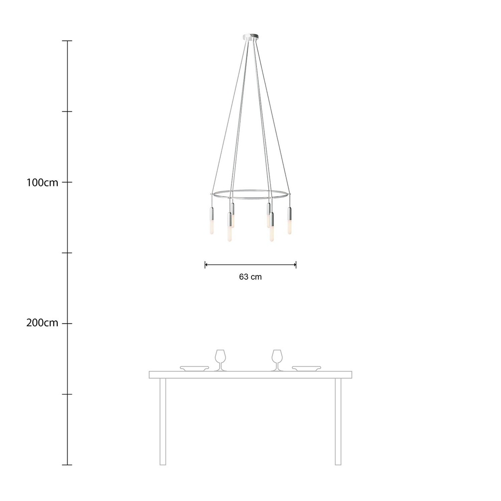 Kronleuchter Cage mit 6 Abhängungen P-Light – Ohne Leuchtmittel, Satintitan – Foto 6
