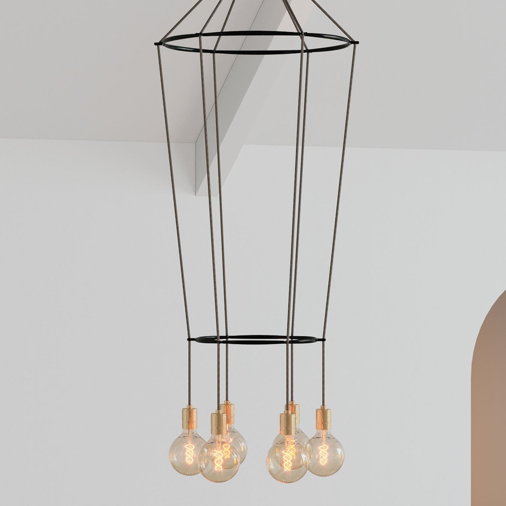 Lustre 2 Cage à 6 suspensions Globo – Sans ampoule, Laiton – photo 3