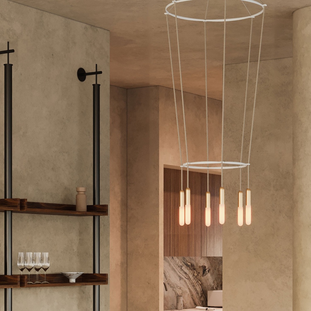 Kronleuchter 2 Cage mit 6 Abhängungen P-Light – Ohne Leuchtmittel, Mattbronze – Foto 3