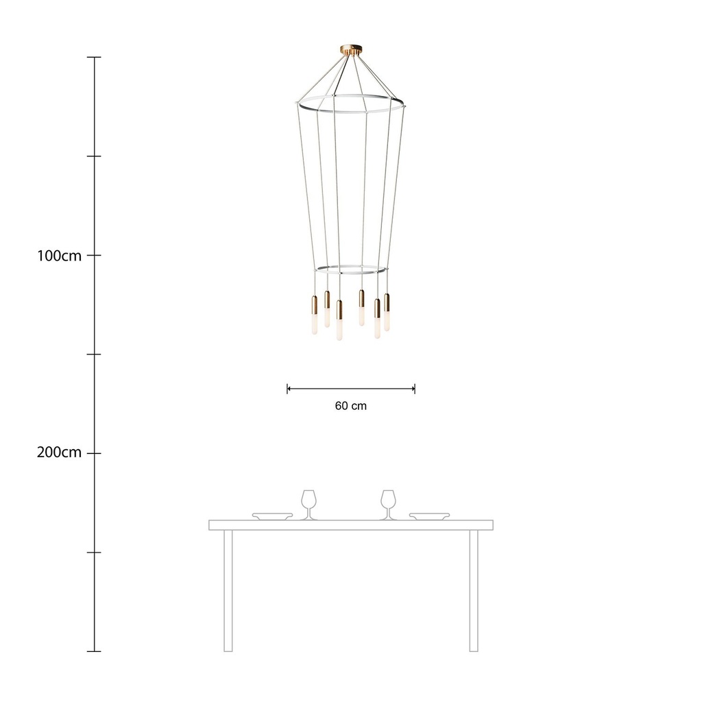 Kronleuchter 2 Cage mit 6 Abhängungen P-Light – Ohne Leuchtmittel, Mattbronze – Foto 6