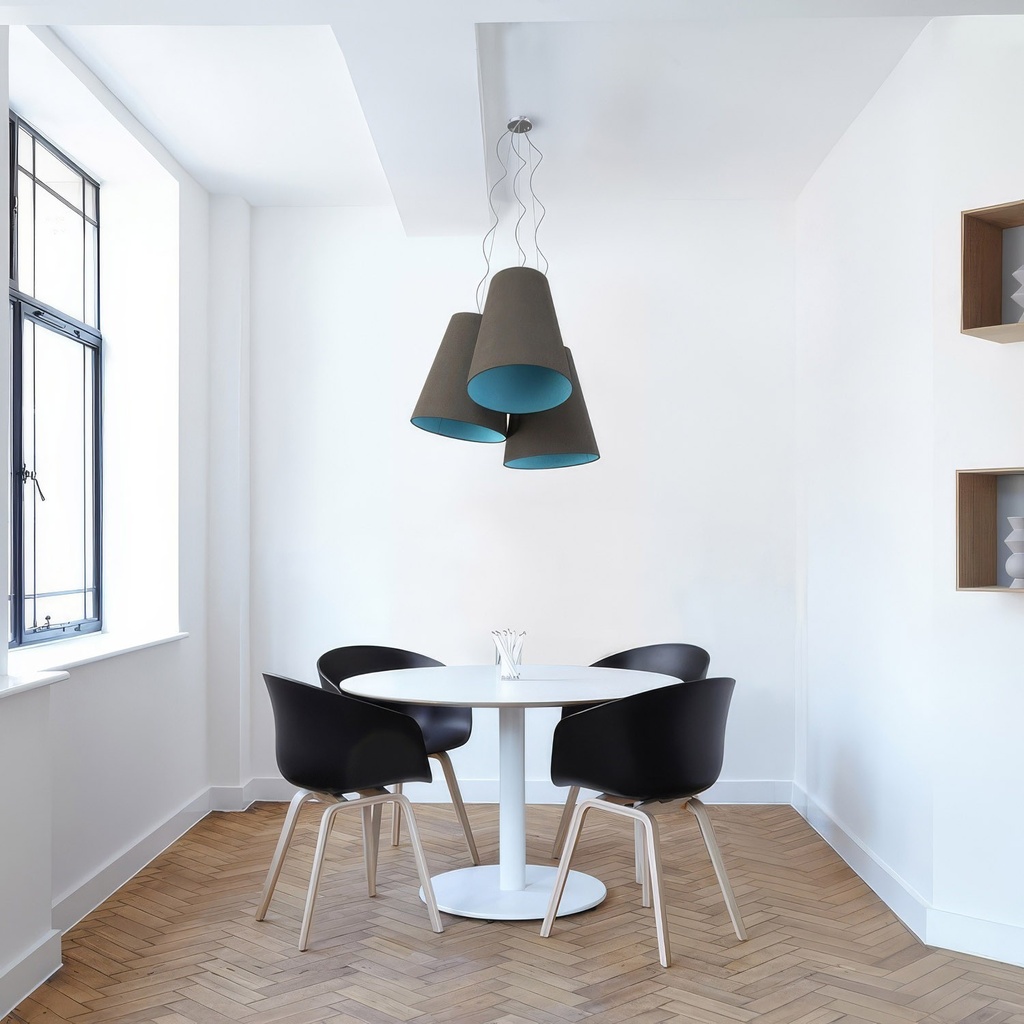 Lampadario Trittico con paralumi a cono bicolore - Made in I 1