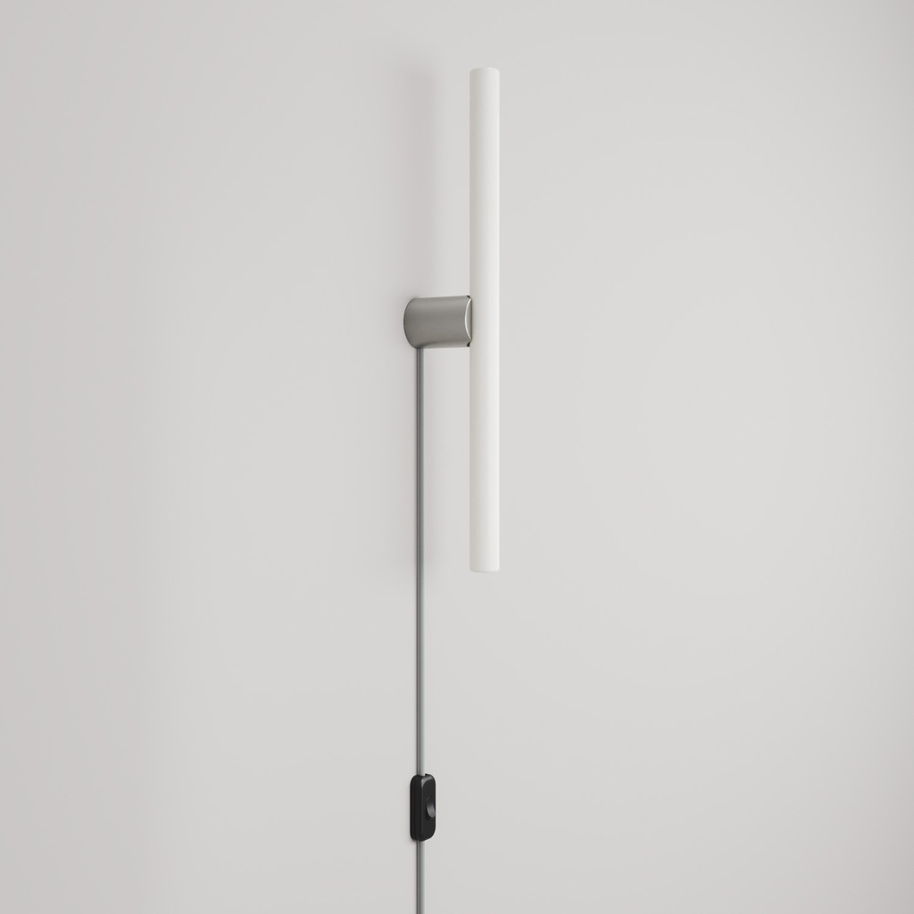 Lampada con spina, finitura metallica e lampadina LED lineare S14d – Senza lampadina, Titanio satinato, Spina EU – foto 4
