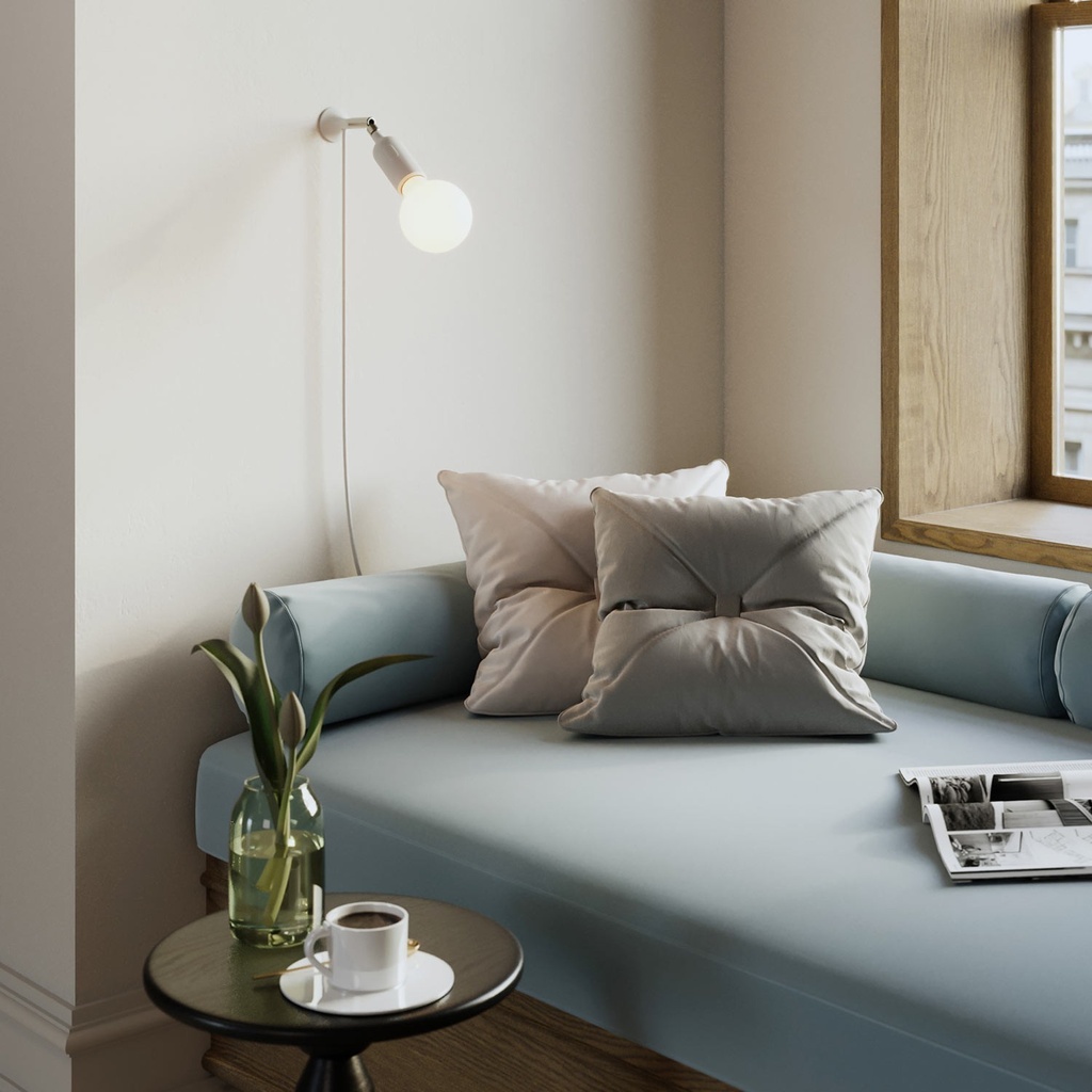 Applique MAG-Y con snodo e portalampada in silicone con interruttore – Senza lampadina, Bianco, Spina EU – foto 2