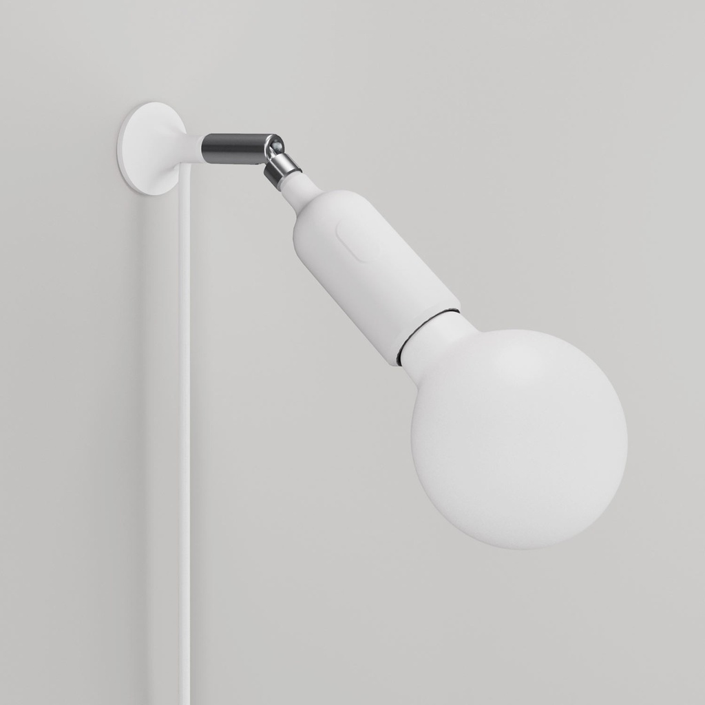 Applique MAG-Y con snodo e portalampada in silicone con interruttore – Senza lampadina, Bianco, Spina EU – foto 3