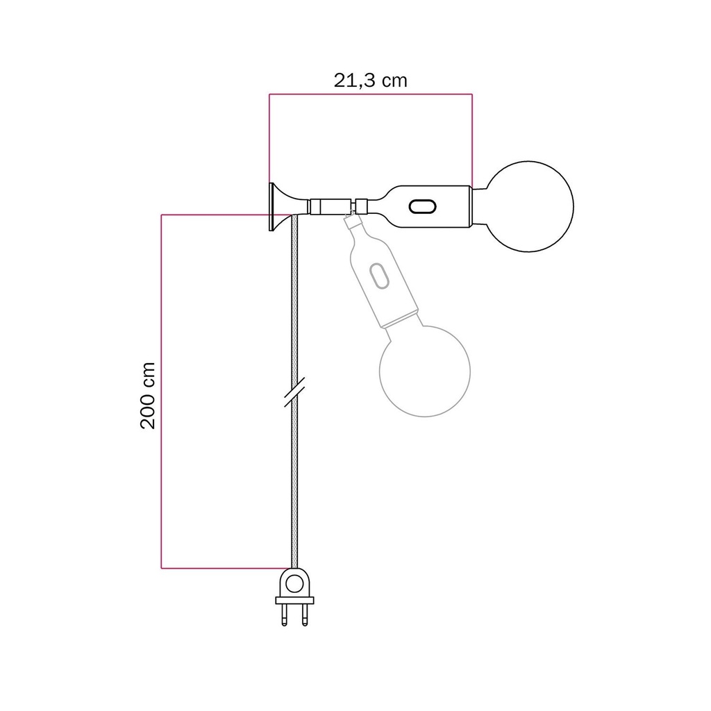 Applique MAG-Y con snodo e portalampada in silicone con interruttore – Senza lampadina, Bianco, Spina EU – foto 5