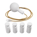 Lampe baladeuse Snake avec douille en métal et fiche, avec 4 passe-câbles en bois Rolé – Sans ampoule, Blanc – photo 4