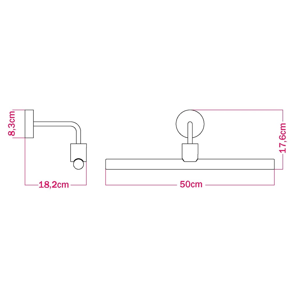 Fermaluce Esse14, applique en métal avec extension courbe – blanc, Sans ampoule – photo 3