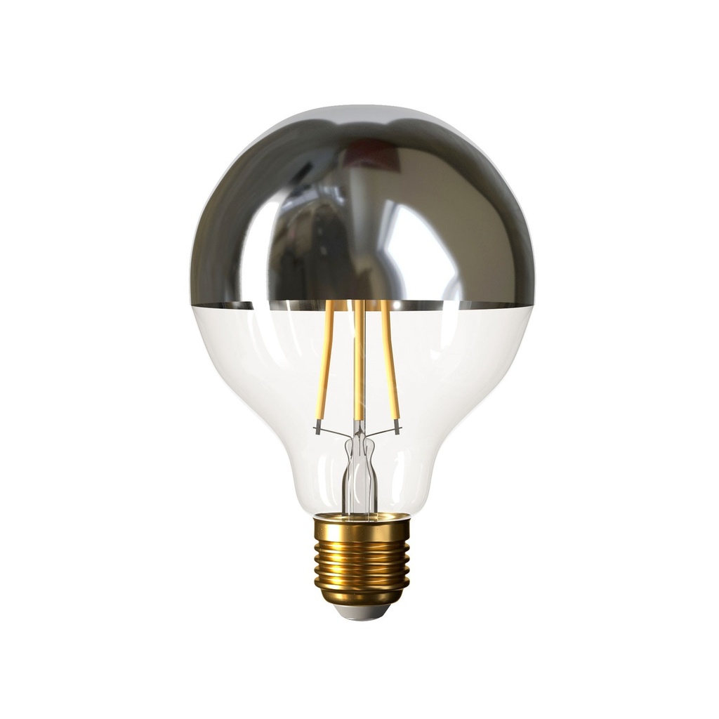 Lampada Fermaluce in metallo con lampadina Globo G95 – Senza Matter, Cromo – foto 3