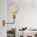 Applique Fermaluce Elle en bois avec ampoule Bumped – Neutre avec chrome – photo 2