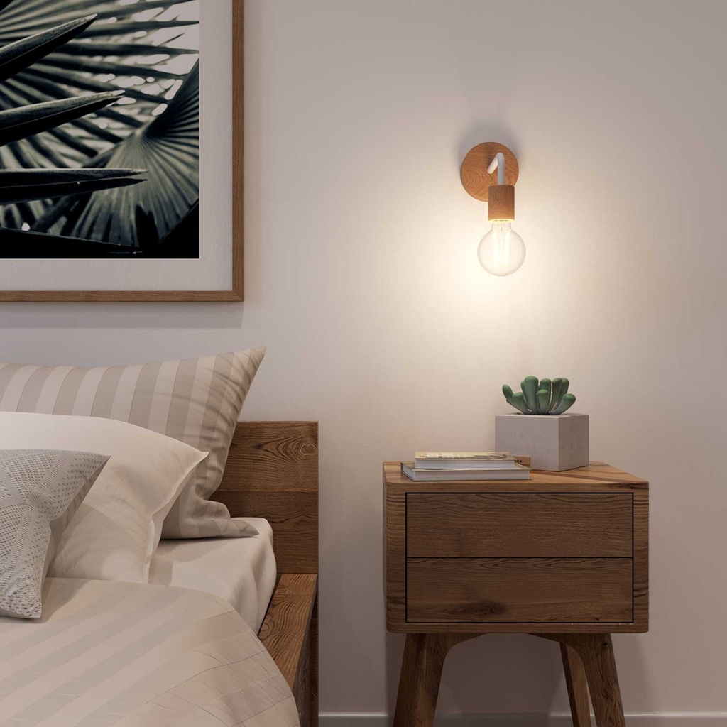 Fermaluce Wood, applique in legno con estensione curva 1