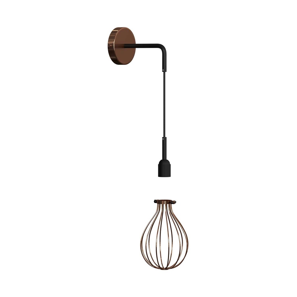 Applique Fermaluce Metal en métal avec abat-jour Drop, rallonge coudée et câble textile – Sans ampoule, Cuivre – photo 3