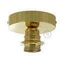 Fermaluce Metal con paralume Cilindro Ø 15cm h18cm, lampada filomuro – Senza Matter, Senza lampadina, Ottone e cotone grezzo bianco – foto 4