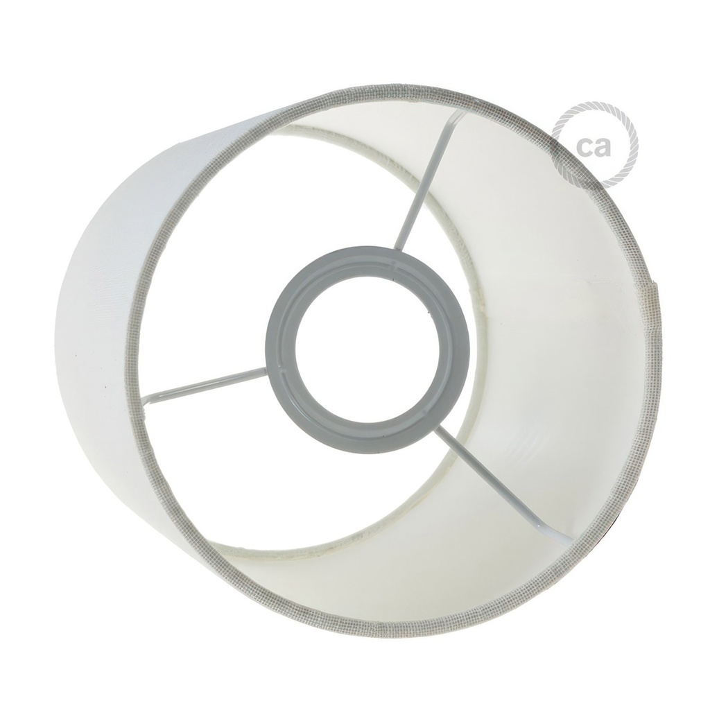 Fermaluce Metal con paralume Cilindro Ø 15cm h18cm, lampada filomuro – Senza Matter, Senza lampadina, Ottone e cotone grezzo bianco – foto 5
