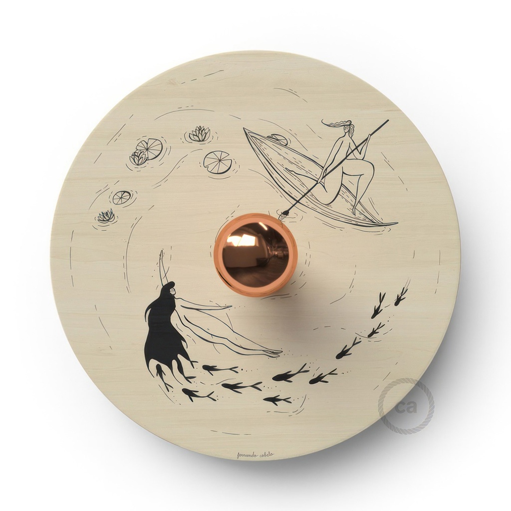 Applique Fermaluce Romantic avec abat-jour UFO en bois illustré double face – Sans Matter, Sans ampoule, Fernando Cobelo – photo 2