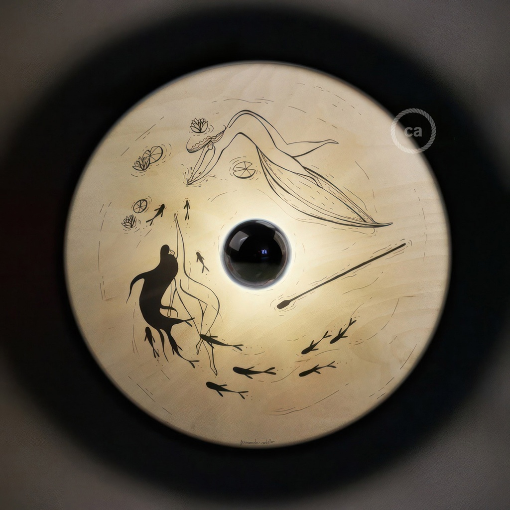 Applique Fermaluce Romantic avec abat-jour UFO en bois illustré double face – Sans Matter, Sans ampoule, Fernando Cobelo – photo 3