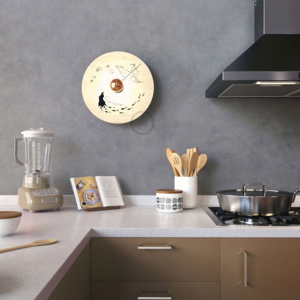 Applique Fermaluce Romantic avec abat-jour UFO en bois illustré double face – Sans Matter, Sans ampoule, Fernando Cobelo – photo 4