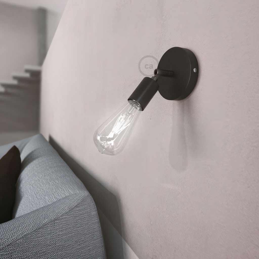 Applique et plafonnier Fermaluce Métal 90°, point lumineux orientable – Non, Sans ampoule, Noir – photo 2