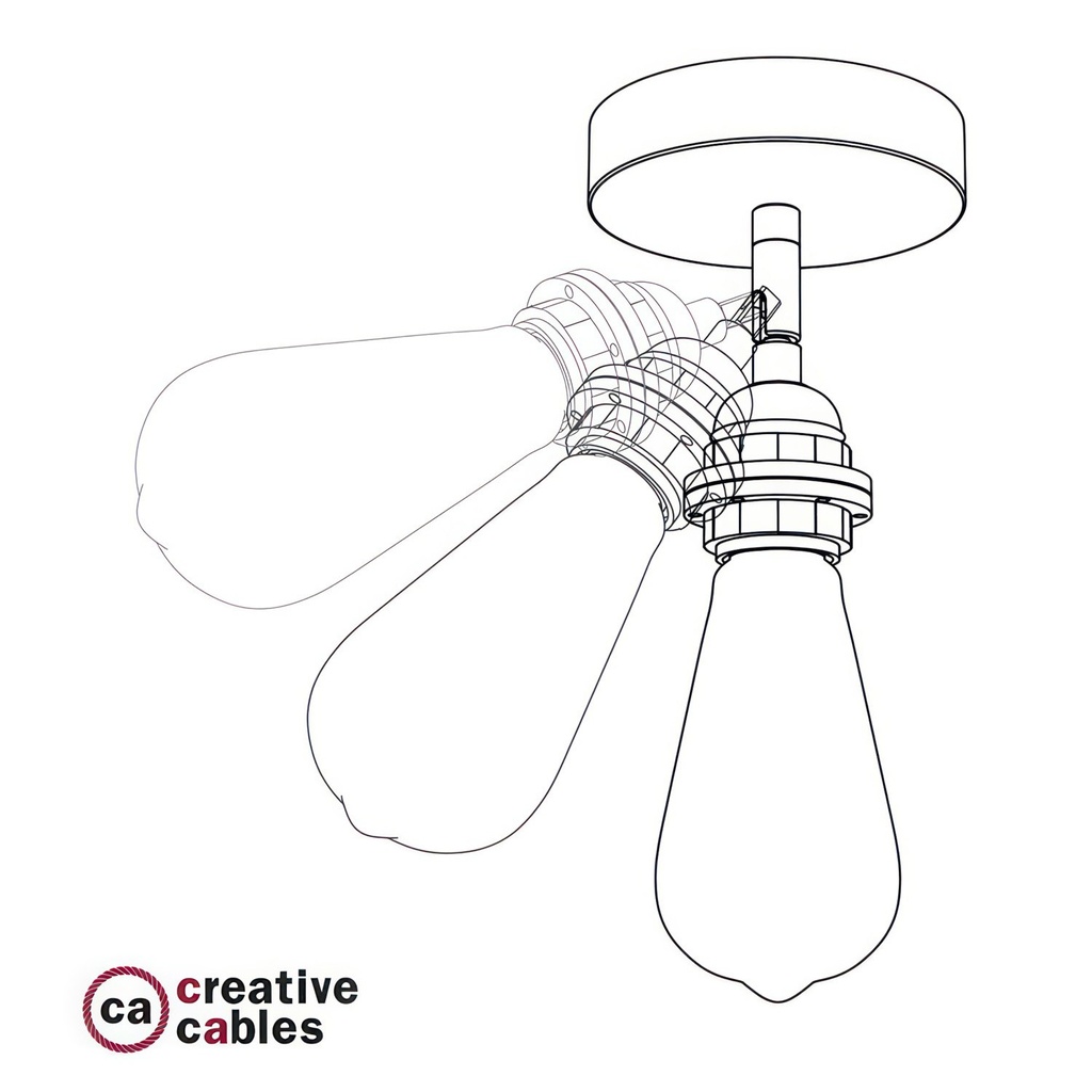 Fermaluce Metallo 90°, punto luce orientabile da parete o soffitto con portalampada filettato E27 – Matter ON/OFF, Senza lampadina, Bianco – foto 4