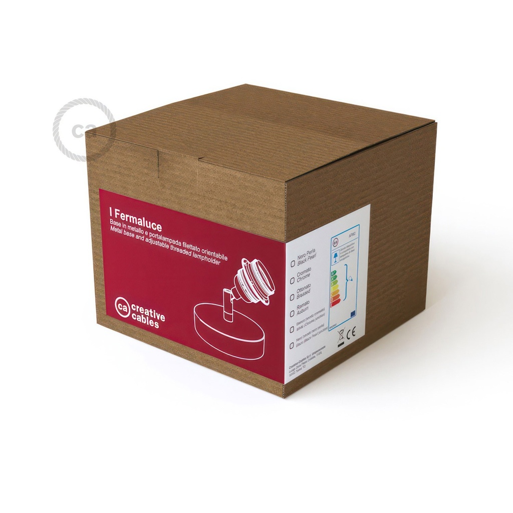 Fermaluce Metallo 90°, punto luce orientabile da parete o soffitto con portalampada filettato E27 – Matter ON/OFF, Senza lampadina, Bianco – foto 5