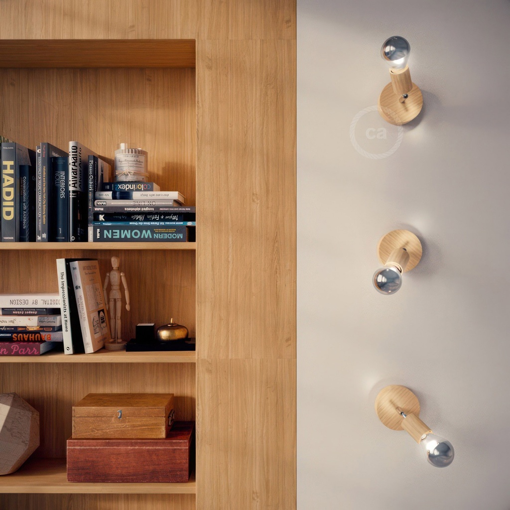 Fermaluce Wood 90°, natural wood wall or ceiling light – Without bulb – photo 2