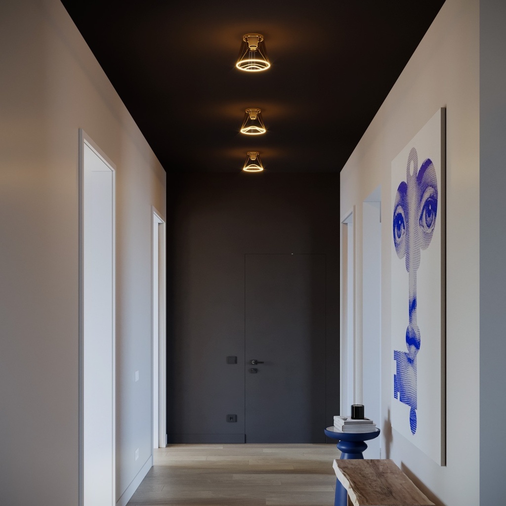 Plafoniera design con lampadina Ghost a cono smoky – Bianco – foto 3